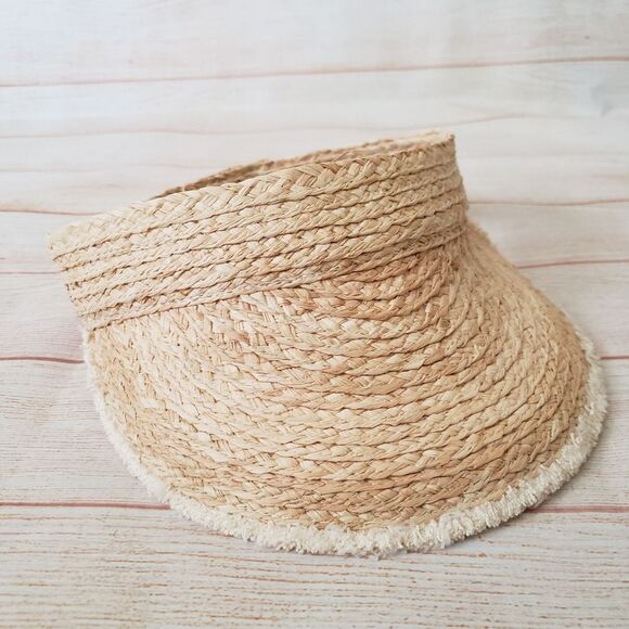 Hat Attack Pocket Visor Woven Rafia Adjustable Women's One Size Natural Summer - Picture 7 of 15